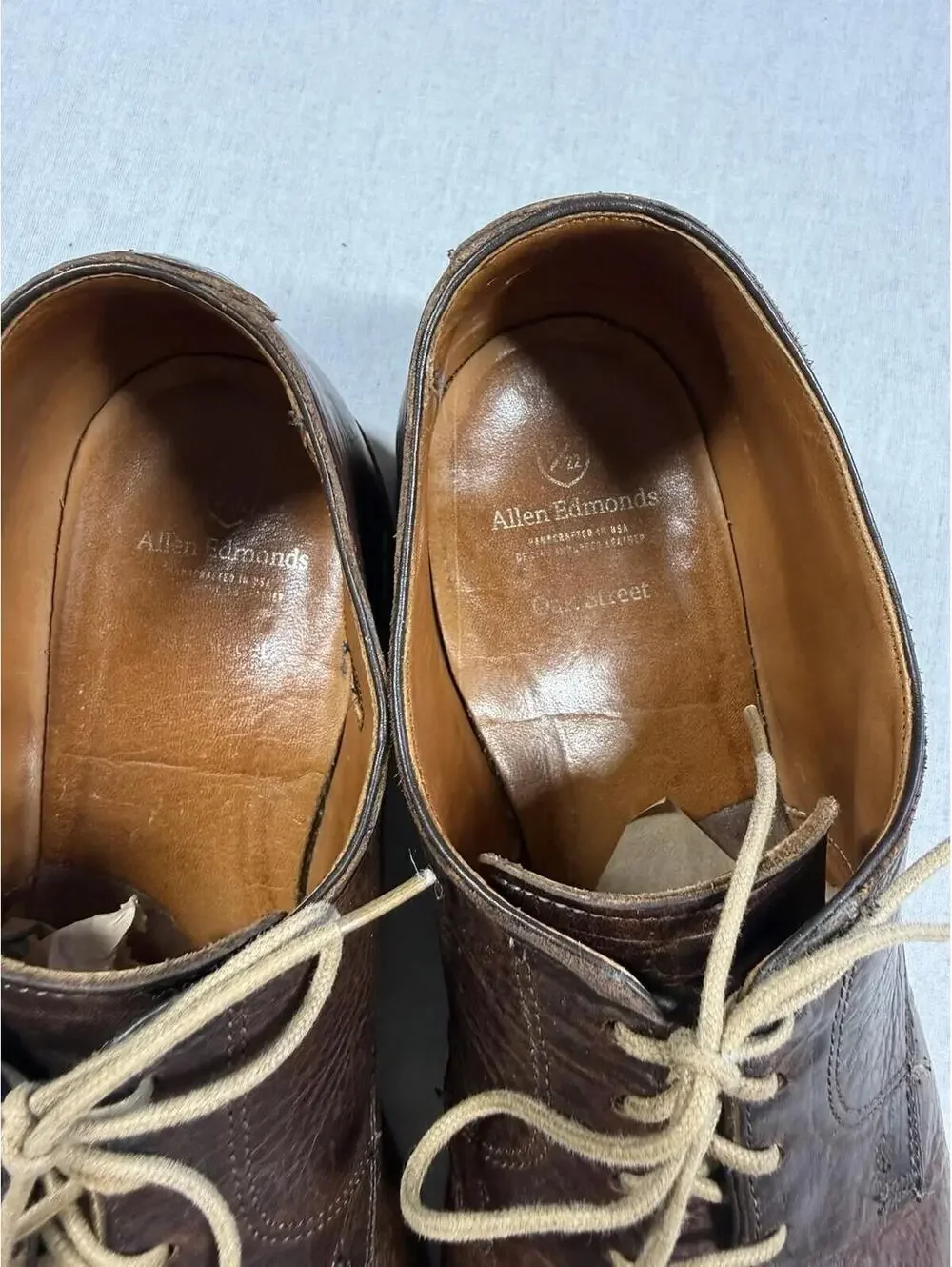 Allen Edmonds Oak Street Cap Toe Derby Shoes Oxfords Sz 12 D Brown Dainite Sole‎